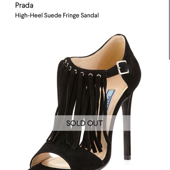 NIB Prada Suede Fringe Sandal/Heel - Picture 13 of 13